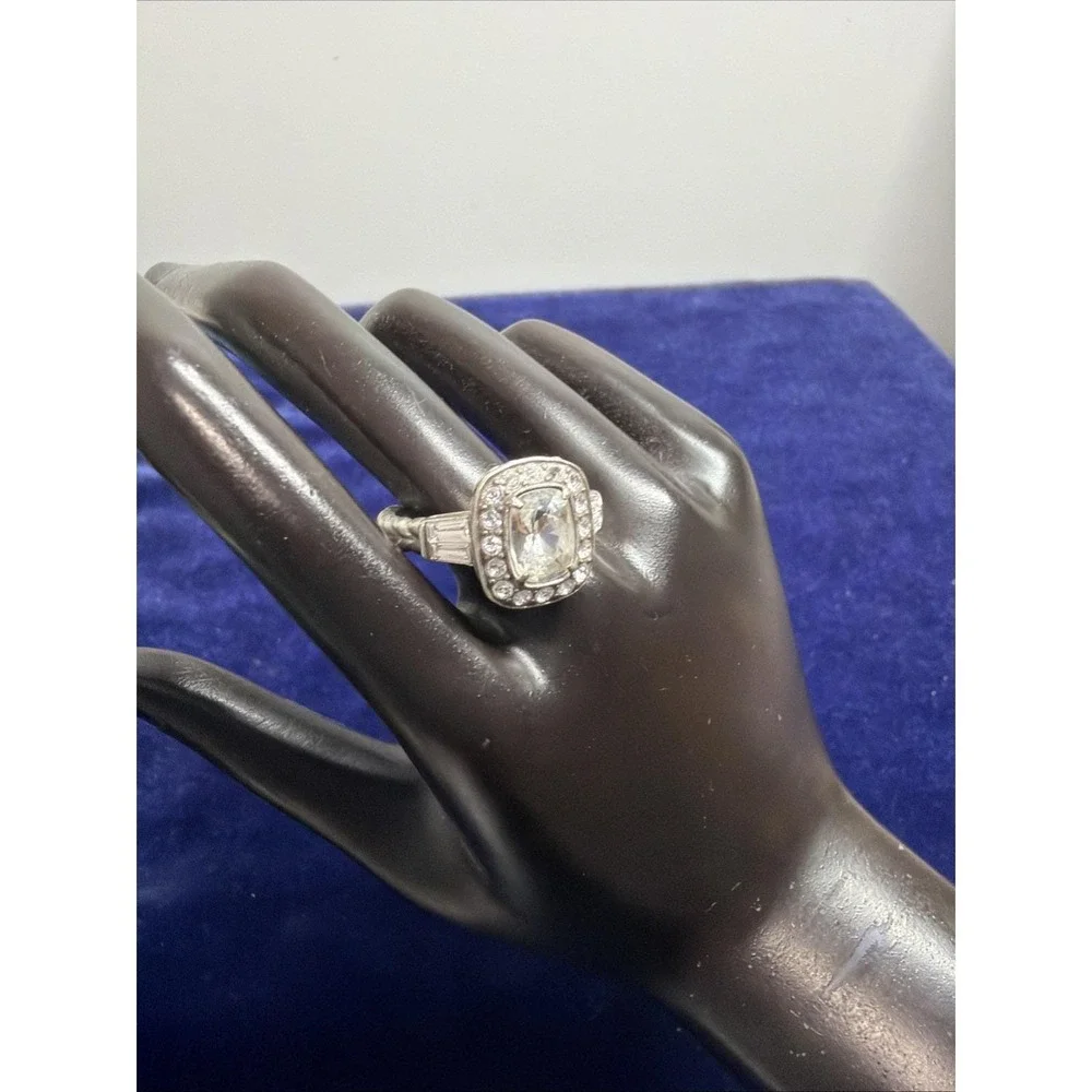 Brighton Reina Cushion-Cut Crystal Silver Plated Ring Size 7